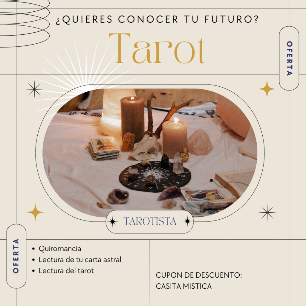 Post Instagram anuncio servicios de tarot aesthetic minimal beige dorado